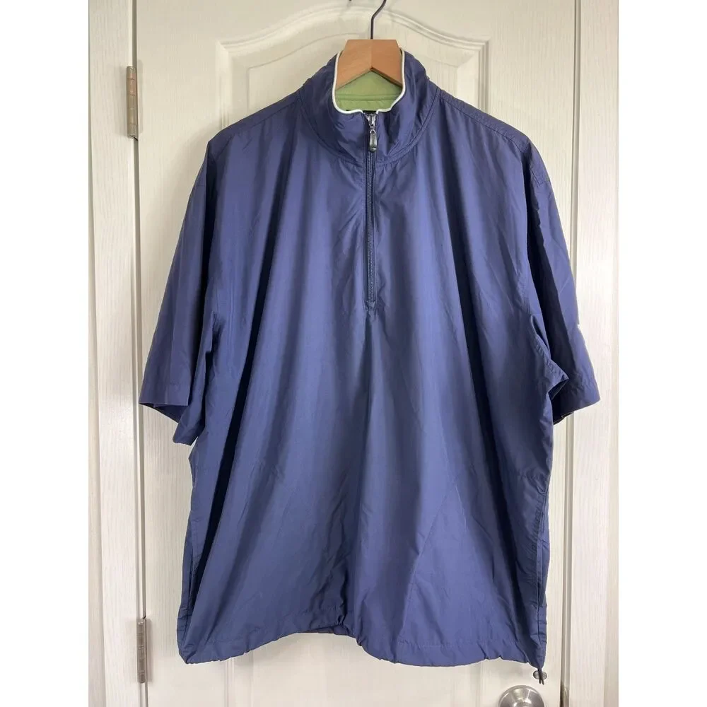 Ashworth Men's Feather Weight Water Resistant Short Sleeve Pullover Navy Size XL